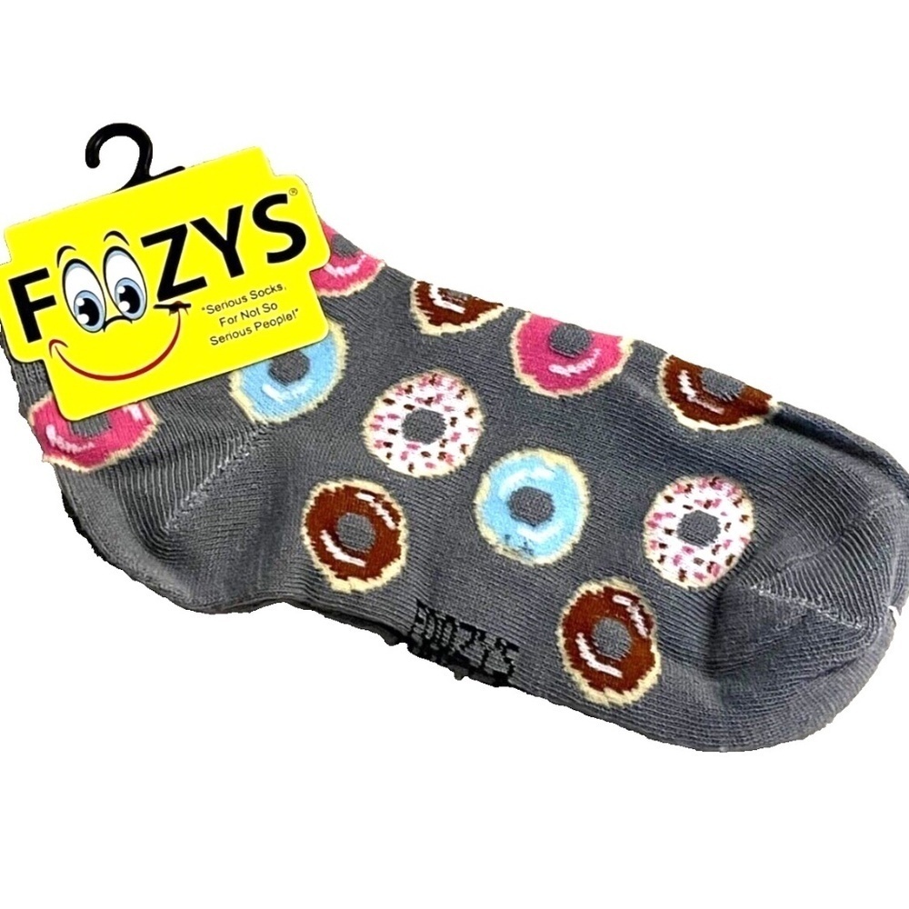 Foozys Women's Ankle Socks: Doughnuts; Gray; Women's Size 9-11‎